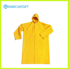 Capa de chuva longa Rpp-017 da segurança amarela impermeável do poliéster do PVC